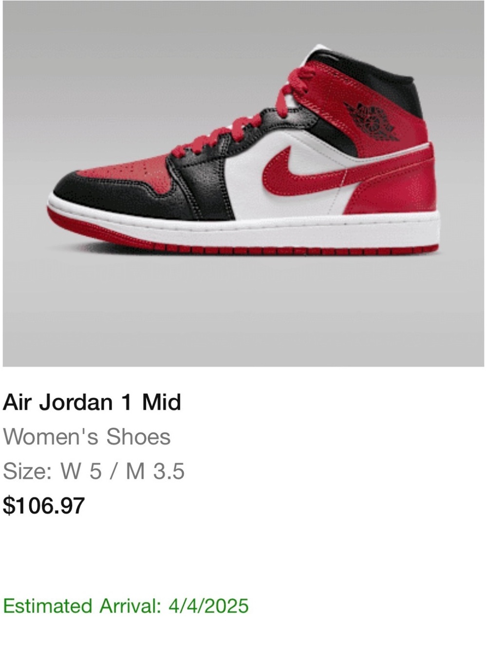 Nike Air Jordan 1 Mid - Black White Red